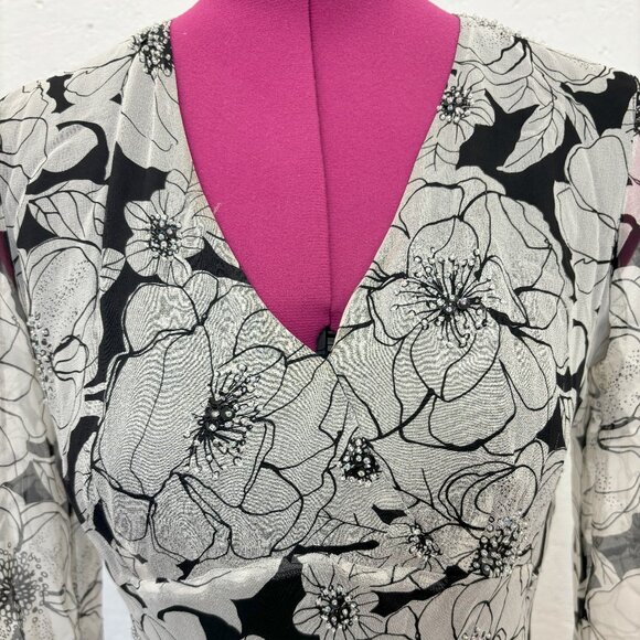 ECI New York Flower Pattern Beaded Sheer Dress Silk - Picture 7 of 8